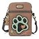 CHALA Dog Collection Cell Phone Crossbody PurseWomen PU LeatherCanvas Multicolor Handbag with Adjustable Strap Paw Print teal brown
