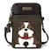 CHALA Dog Collection Cell Phone Crossbody PurseWomen PU LeatherCanvas Multicolor Handbag with Adjustable Strap Bulldog olive stripe