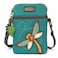 CHALA Garden Animal Collection Cell Phone Crossbody PurseWomen PU LeatherCanvas Multicolor Handbag with Adjustable Strap Dragonfly turquoise
