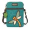 CHALA Garden Animal Collection Cell Phone Crossbody PurseWomen PU LeatherCanvas Multicolor Handbag with Adjustable Strap Dragonfly turquoise