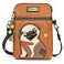 CHALA Dog Collection Cell Phone Crossbody PurseWomen PU LeatherCanvas Multicolor Handbag with Adjustable Strap Pug orange