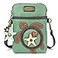 CHALA Ocean Collection Cell Phone Crossbody PurseWomen PU LeatherCanvas Multicolor Handbag with Adjustable Strap Turtle teal