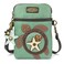 CHALA Ocean Collection Cell Phone Crossbody PurseWomen PU LeatherCanvas Multicolor Handbag with Adjustable Strap Turtle teal