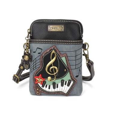 Chala Purse CHALA Crossbody Cell Phone PurseWomen PU Leather Multicolor Handbag with Adjustable Strap Piano Keys Indigo