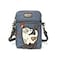 CHALA Cat Collection Cell Phone Crossbody PurseWomen PU LeatherCanvas Multicolor Handbag with Adjustable Strap Slim Cat blue