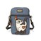 CHALA Cat Collection Cell Phone Crossbody PurseWomen PU LeatherCanvas Multicolor Handbag with Adjustable Strap Slim Cat blue