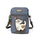 CHALA Cat Collection Cell Phone Crossbody PurseWomen PU LeatherCanvas Multicolor Handbag with Adjustable Strap Slim Cat blue