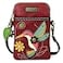 CHALA Bird Collection Cell Phone Crossbody PurseWomen PU LeatherCanvas Multicolor Handbag with Adjustable Strap Hummingbird burgundy