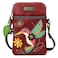 CHALA Bird Collection Cell Phone Crossbody PurseWomen PU LeatherCanvas Multicolor Handbag with Adjustable Strap Hummingbird burgundy