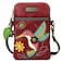 CHALA Bird Collection Cell Phone Crossbody PurseWomen PU LeatherCanvas Multicolor Handbag with Adjustable Strap Hummingbird burgundy