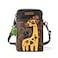 CHALA Wilderness Animal Collection Cell Phone Crossbody PurseWomen PU LeatherCanvas Multicolor Handbag wAdjustable Strap Giraffe brown