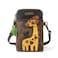 CHALA Wilderness Animal Collection Cell Phone Crossbody PurseWomen PU LeatherCanvas Multicolor Handbag wAdjustable Strap Giraffe brown