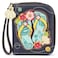 CHALA Zip Around Wallet Wristlet 8 Credit Card Slots Sturdy Pu Leather Flip Flop Navy