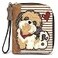 CHALA Zip Around Wallet Wristlet 8 Credit Card Slots Sturdy Pu Leather Brown Shih Tzu Brown Stripe