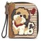 CHALA Zip Around Wallet Wristlet 8 Credit Card Slots Sturdy Pu Leather Brown Shih Tzu Brown Stripe