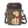 CHALA Dog Collection Cell Phone Crossbody PurseWomen PU LeatherCanvas Multicolor Handbag with Adjustable Strap Yellow Lab olive stripe