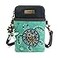 CHALA Dazzled Cell Phone Crossbody PurseWomen PU Leather Multicolor Handbag with Adjustable Strap Turtle turquoise
