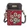 CHALA Dazzled Cell Phone Crossbody PurseWomen PU Leather Multicolor Handbag with Adjustable Strap Paw Print burgundy