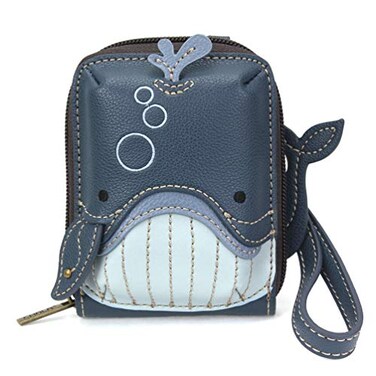 CHALA RFID CuteC Credit Card Holder Wallet Wristlet Women Faux Leather CuteC with Strap Whale