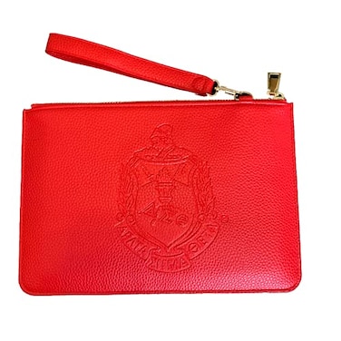 Delta Sigma Theta large leather wristletLarge wristlet with strap Unique gifts RED