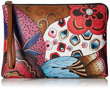 Anna by Anuschka womens Small Classic ClutchWristlet Wristlet Clutch Genuine Leather Tribal Potpourri No Size US