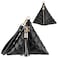 Aatacas Leather Quilted Triangle Wristlet Clutch Purse Handbag Pyramid Evening Cocktail Wallet Tassel Charm