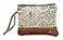 Myra Bag Floral Upcycled Canvas Wristlet Bag S1019 Brown Small
