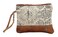 Myra Bag Floral Upcycled Canvas Wristlet Bag S1019 Brown Small
