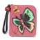CHALA Zip Around Wallet Wristlet 8 Credit Card Slots Sturdy Pu Leather New Butterfly Pink
