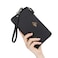 imeetu Womens Wristlet Clutch Purse Leather Cell Phone Wallet Handbag with Wrist Strap Black
