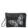 Anna By Anuschka Women Hand Painted Genuine Leather Wristlet Clutch Butterfly Black Butterfly Black