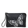 Anna By Anuschka Women Hand Painted Genuine Leather Wristlet Clutch Butterfly Black Butterfly Black