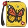 CHALA Zip Around Wallet Wristlet 8 Credit Card Slots Sturdy Pu Leather Monarch Butterfly Mustard