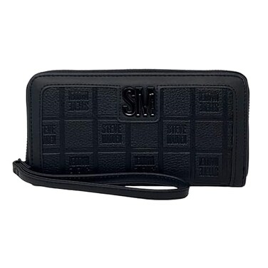 Steve Madden LARGE ZIP AROUND Wristlet Wallet BLACK CHECKER LOGO