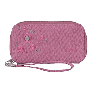 HAIKU Intrepid Small and Slim Womens Wristlet Wallet Clutch Purse Zip Around RFIDBlocking Credit Card holder and ID Holder Cherry Blossom