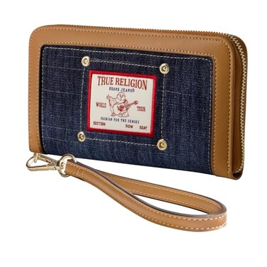 Concept One True Religion Womens ZipAround Mini Wallet with Wrist Strap Dark Denim One Size