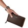 VANNANBA Wristlet Wallets Large Leather Double Zipper Long Business Handbag Clutch Phone HolderGift for Father Sonbrown