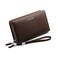 VANNANBA Wristlet Wallets Large Leather Double Zipper Long Business Handbag Clutch Phone HolderGift for Father Sonbrown