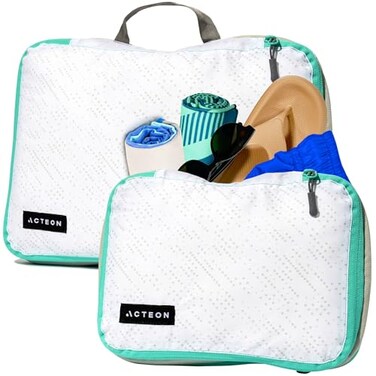 Acteon Compression Packing Cubes 2 Pack Clean Dirty Separate Zipper Lightweight Travel Packing Cubes for Luggage Suitcase Organizer Travel Cubes Large Small Laundry for Clothes Shoes Makeup