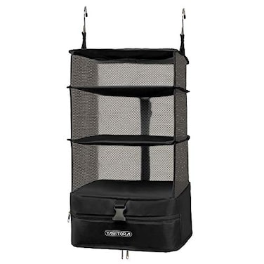 TABITORA Portable Hanging Travel Shelves Bag Packing Cube Organizer Suitcase Storage Large Capacity Black XL