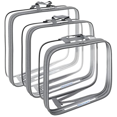 Olanmark Clear Compression Packing Cubes 3 Set Bags for Travel Luggage Cube Organizer Grey