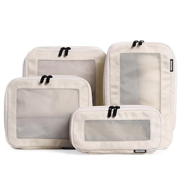 Aerotrunk Compression Packing Cubes for Travel Luggage Organizer Bags Double Zipper Packing Cubes for Suitcases 4Pack Beige