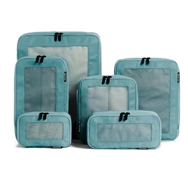 Aerotrunk Compression Packing Cubes for Travel Luggage Organizer Bags Double Zipper Packing Cubes for Suitcases 6Pack Teal