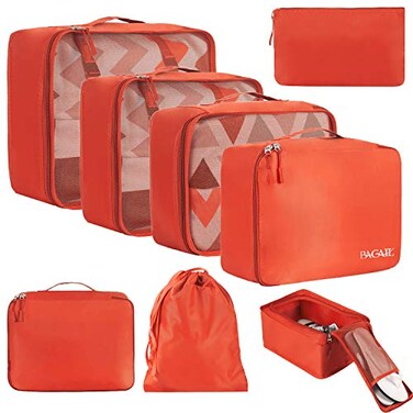 BAGAIL 8 Set Packing Cubes Luggage Packing Organizers for Travel AccessoriesOrange