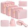 BAGAIL 8 Set Packing Cubes Luggage Packing Organizers for Travel AccessoriesWhite and Pink Stripe