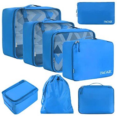 BAGAIL 8 Set Packing Cubes Luggage Packing Organizers for Travel AccessoriesLight Blue