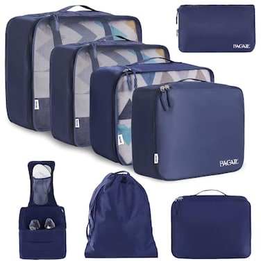 BAGAIL 8 Set Packing Cubes Luggage Packing Organizers for Travel AccessoriesIndigo