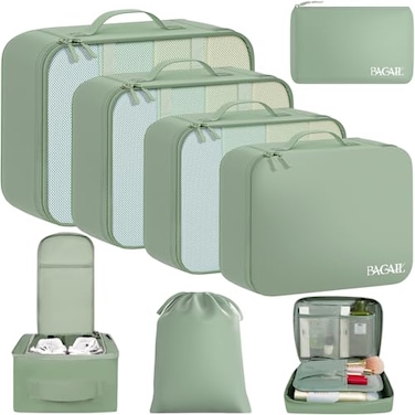 BAGAIL 8 Set Packing Cubes Luggage Packing Organizers for Travel AccessoriesMatcha Green