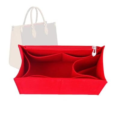 Lckaey Bag Organizer for Onthego GM Handbag Felt Purse Insert with Detachable Zipper Pocket ONTHEGO Insert Removable1080red L