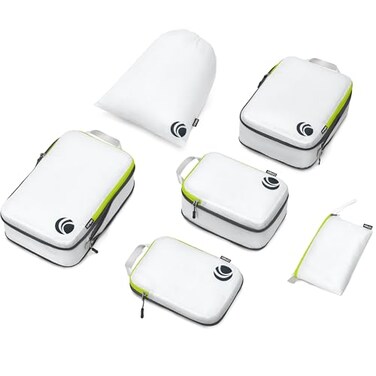 Cipway Compression Packing Cubes Set Ultralight Expandable Travel Packing Organizers for Carry on Luggage White 6pcs
